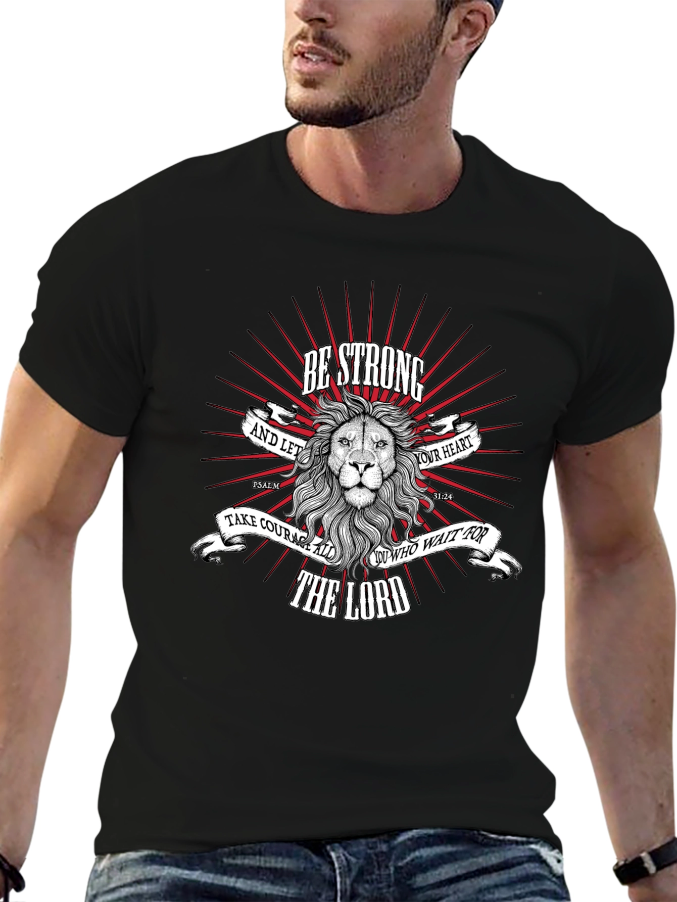 Be Strong Lion Graphic T-Shirt - Christian Apparel
