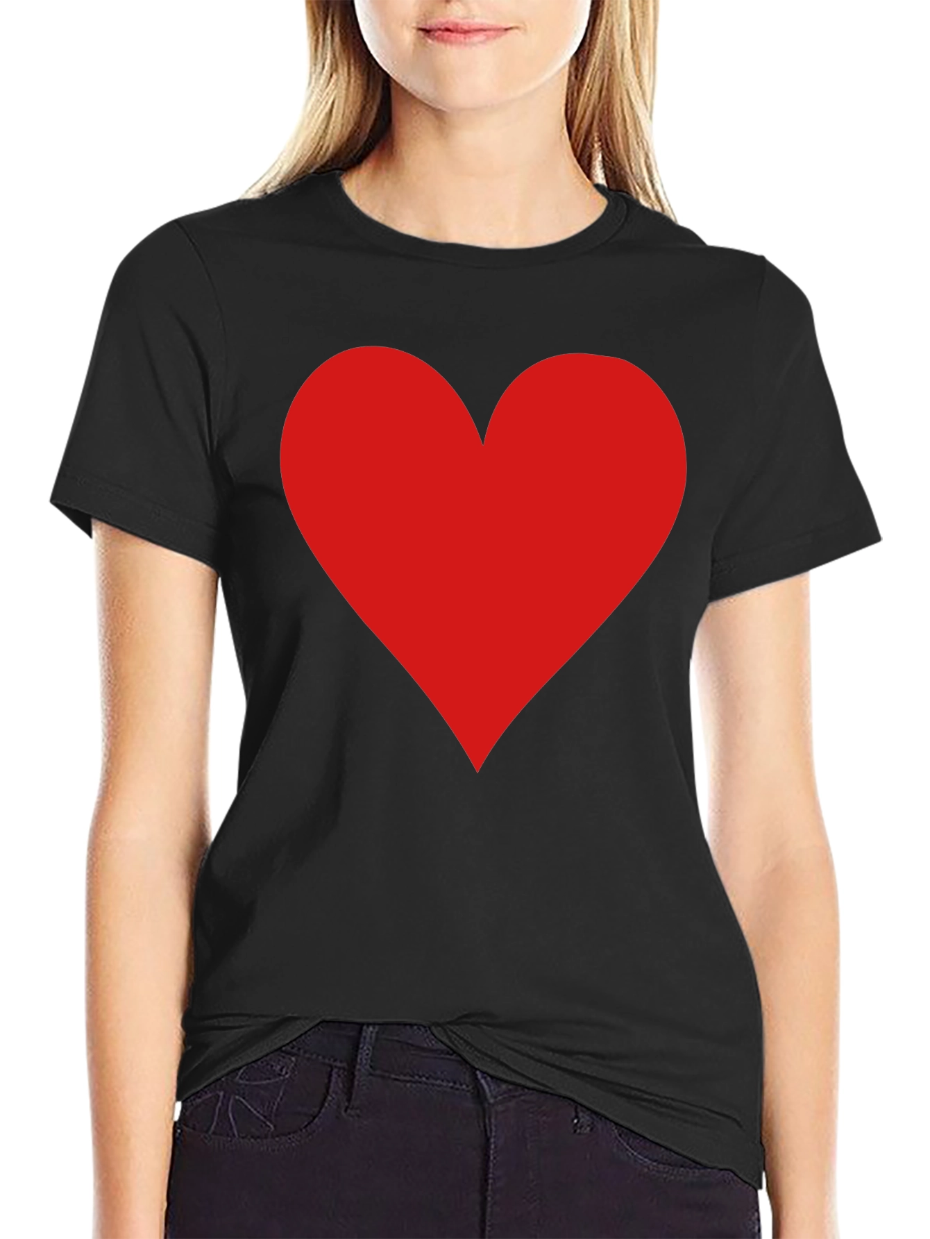 Red Heart Graphic Black T-Shirt - Love Tee