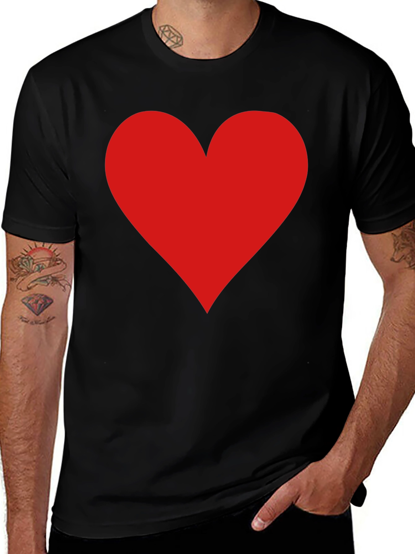 Red Heart Graphic Black T-Shirt - Love Tee