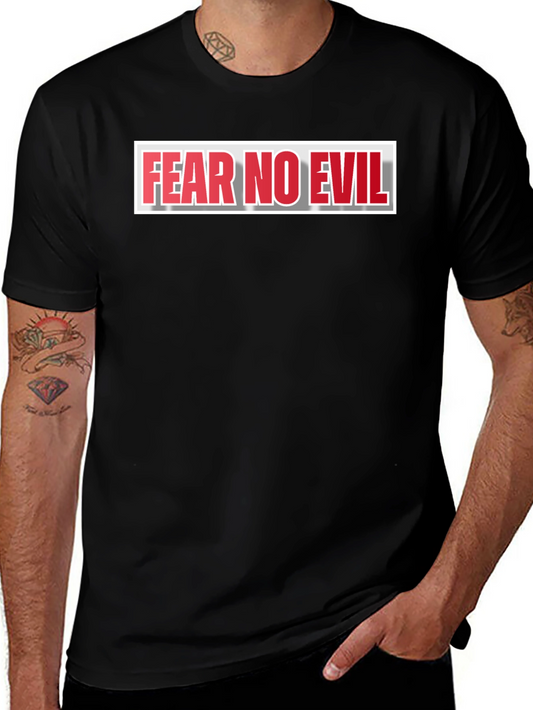 Fear No Evil Graphic Print Black T-Shirt