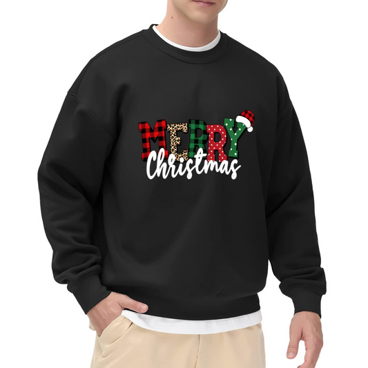 Plaid Leopard Merry Christmas Holiday Sweatshirt