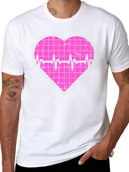 Heartbeat Grid Heart T-Shirt - Black