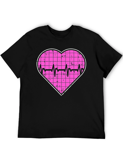 Heartbeat Grid Heart T-Shirt - Black