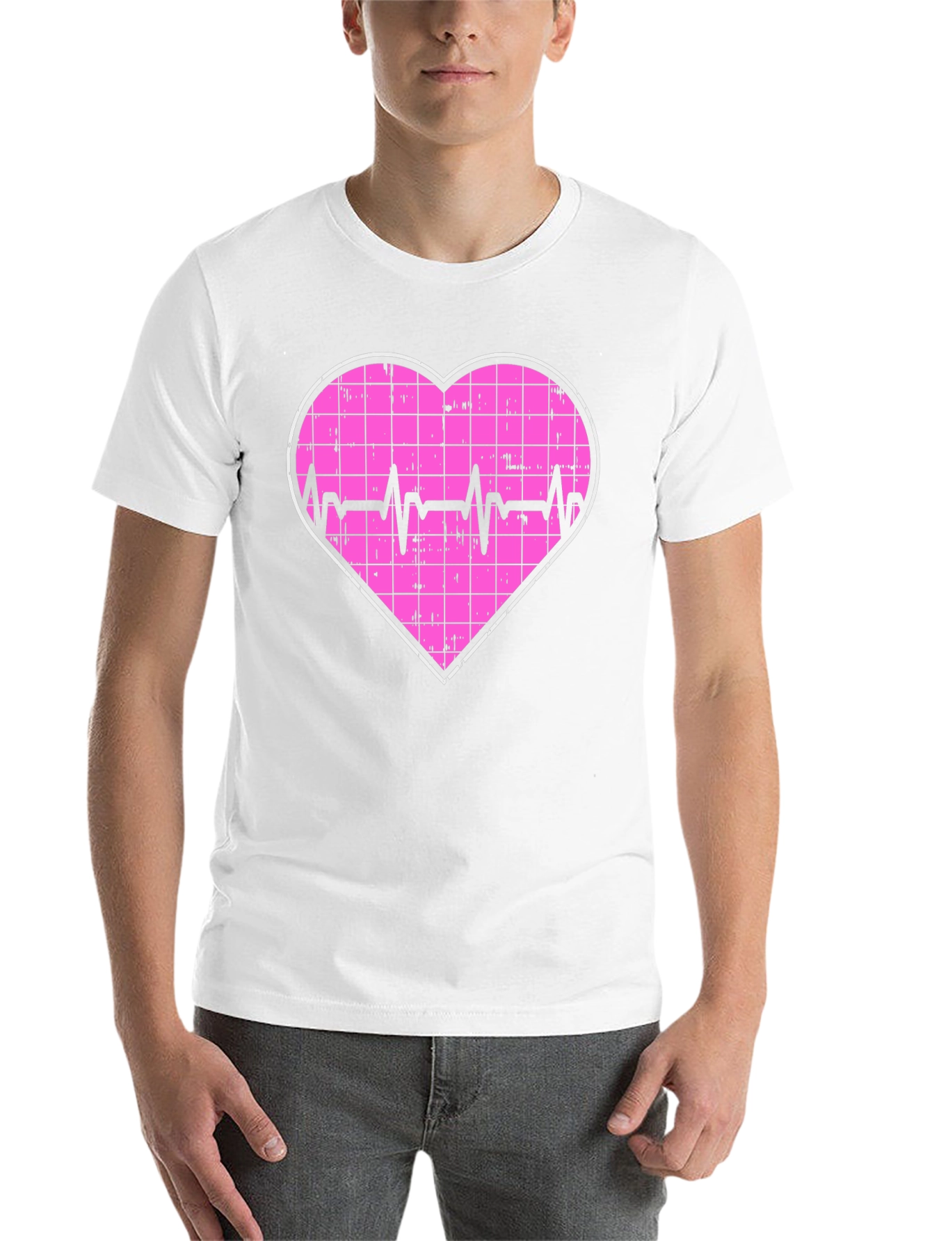 Heartbeat Grid Heart T-Shirt - Black