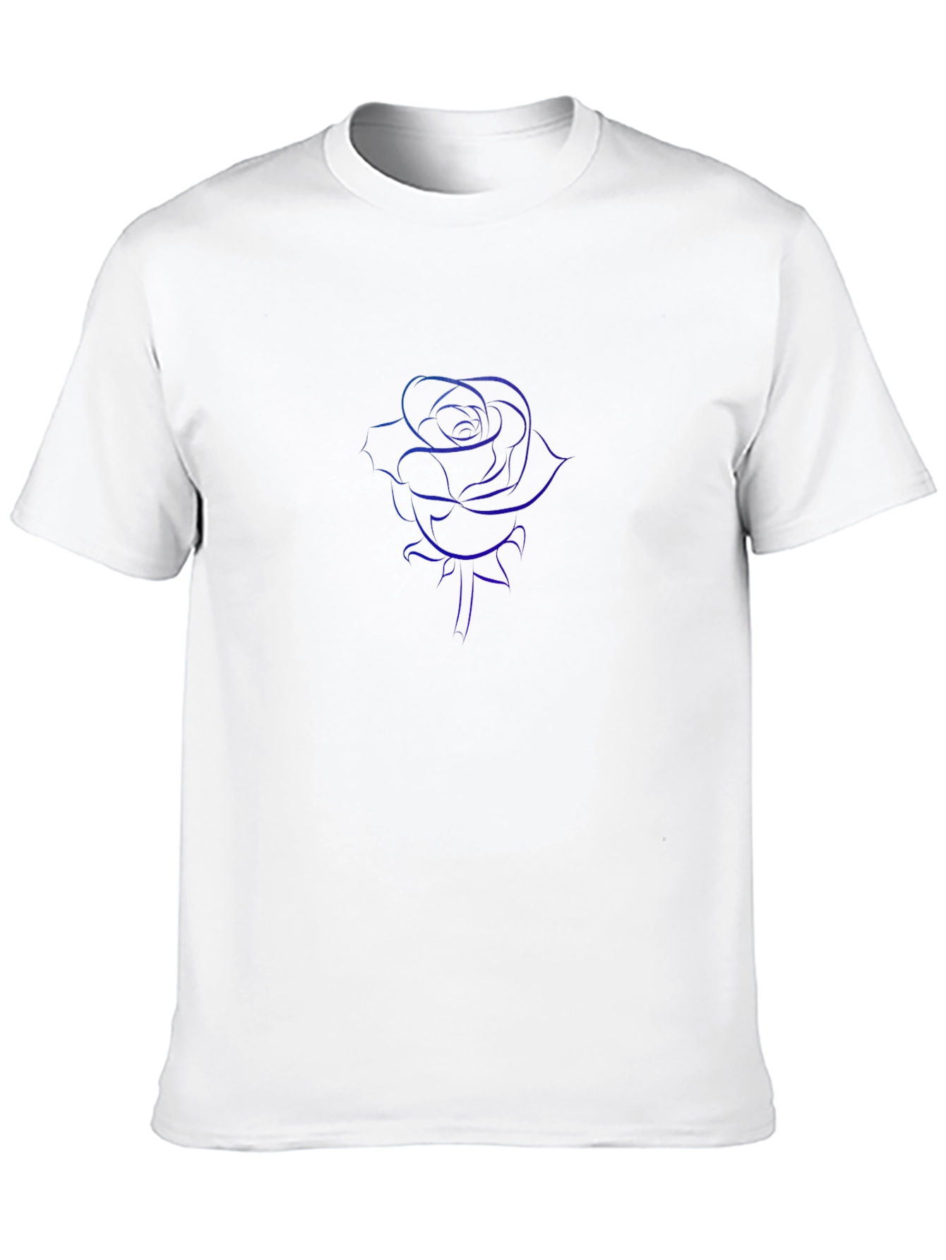 Mens Black T-Shirt with Blue Rose Design