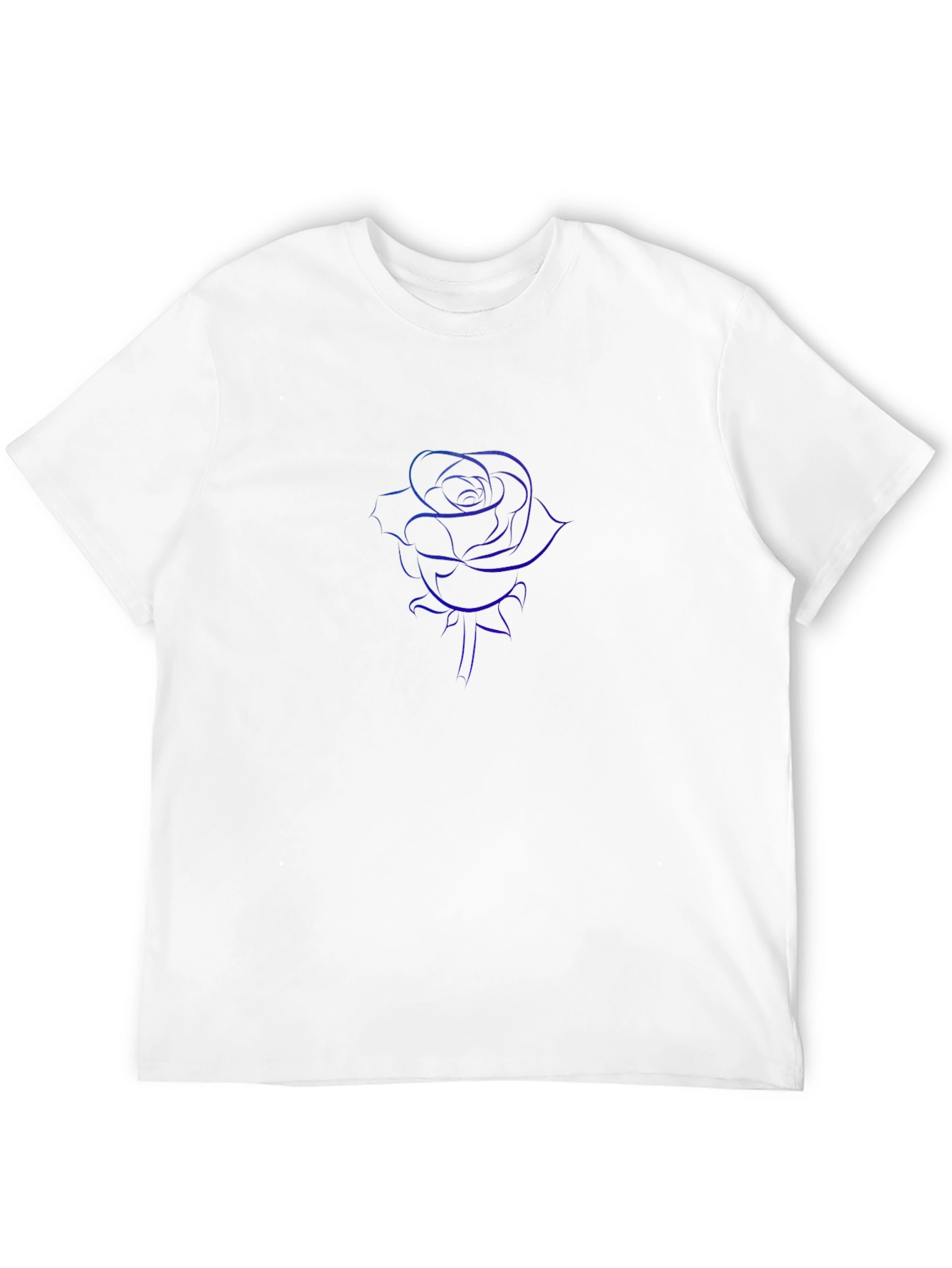 Mens Black T-Shirt with Blue Rose Design