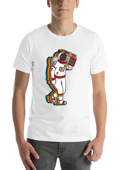 Astronaut Boombox Graphic Tee - Retro Space T-Shirt