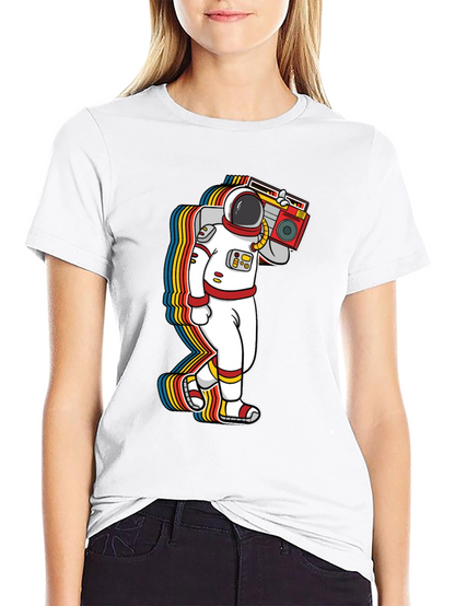 Astronaut Boombox Graphic Tee - Retro Space T-Shirt