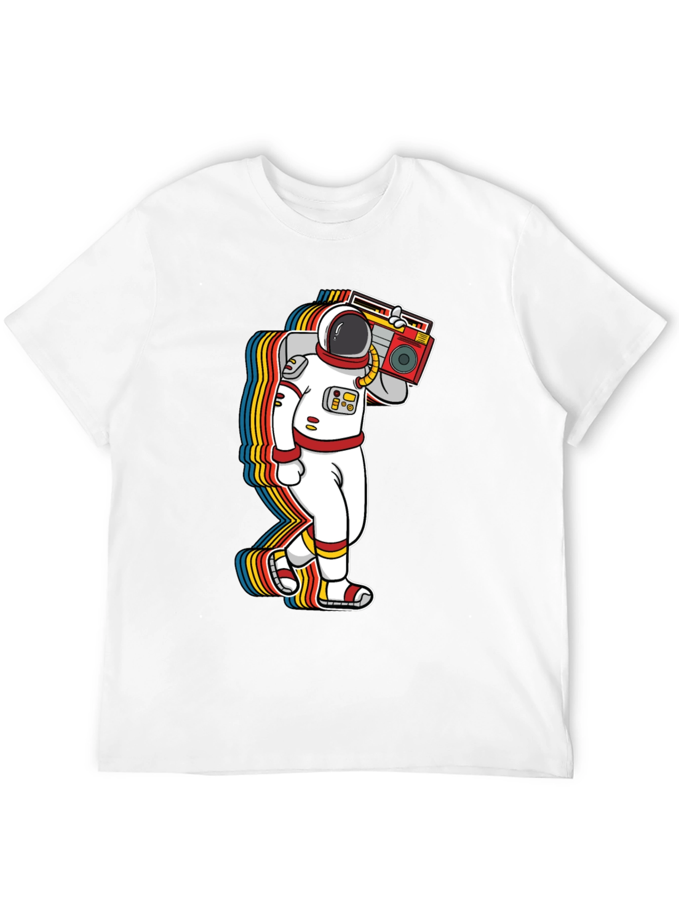 Astronaut Boombox Graphic Tee - Retro Space T-Shirt