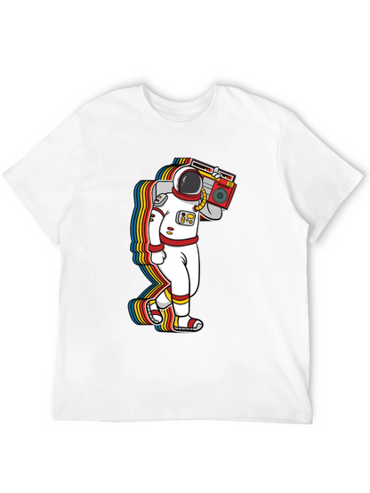 Astronaut Boombox Graphic Tee - Retro Space T-Shirt
