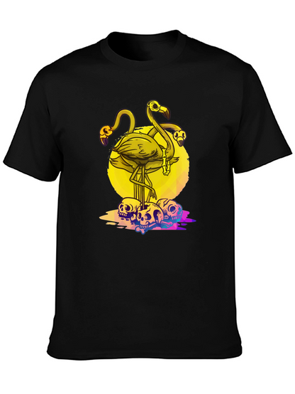 Flamingo Skull Graphic Tee - Mens Black T-Shirt