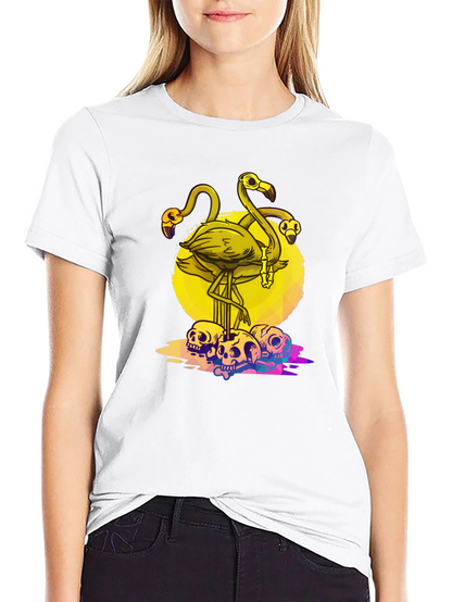 Flamingo Skull Graphic Tee - Mens Black T-Shirt