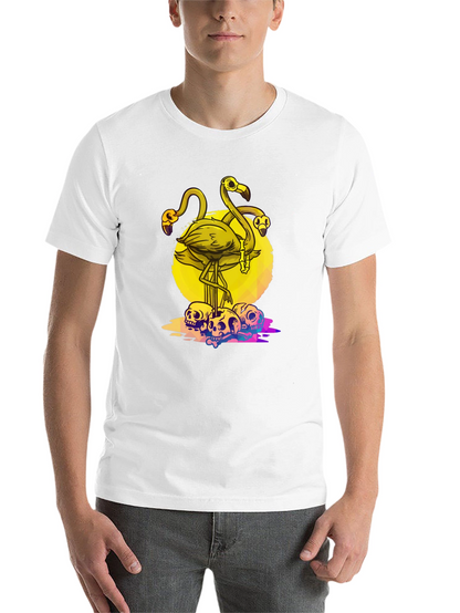 Flamingo Skull Graphic Tee - Mens Black T-Shirt