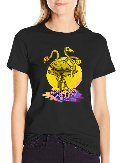 Flamingo Skull Graphic Tee - Mens Black T-Shirt