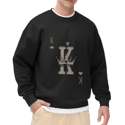 3D Embossed King Of Spades White Crewneck Sweatshirt