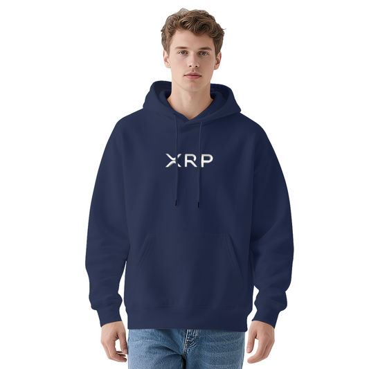 Clean XRP Crypto Logo Navy Hoodie, Comfort Minimal Investor Daily Hoodie