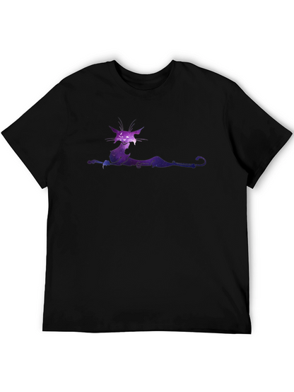 Galaxy Cat Graphic Tee - Black Cotton T-Shirt
