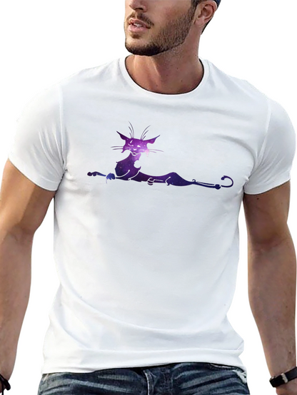 Galaxy Cat Graphic Tee - Black Cotton T-Shirt