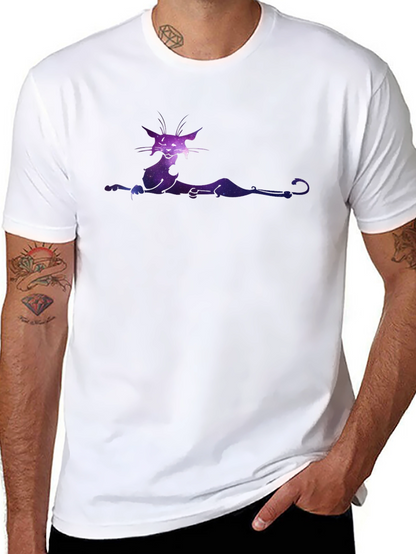 Galaxy Cat Graphic Tee - Black Cotton T-Shirt