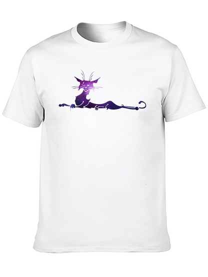 Galaxy Cat Graphic Tee - Black Cotton T-Shirt