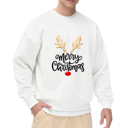 Cute Golden Reindeer Merry Christmas Crewneck Sweatshirt