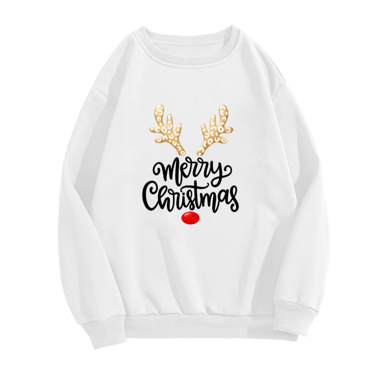Cute Golden Reindeer Merry Christmas Crewneck Sweatshirt