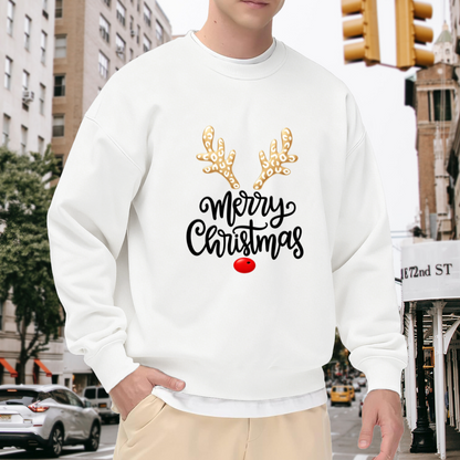Cute Golden Reindeer Merry Christmas Crewneck Sweatshirt