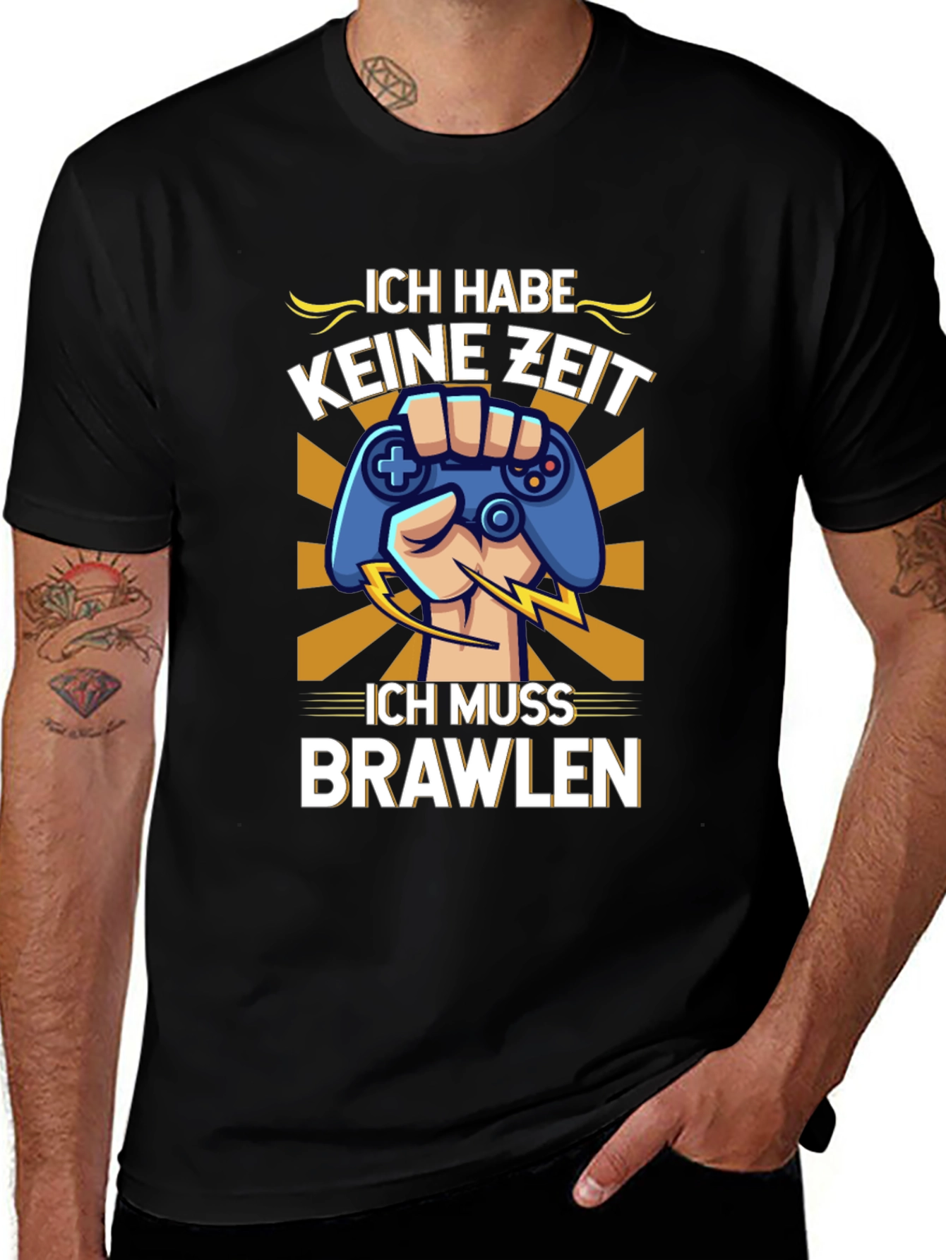 Ich Muss Brawlen Gamer T-Shirt - Black