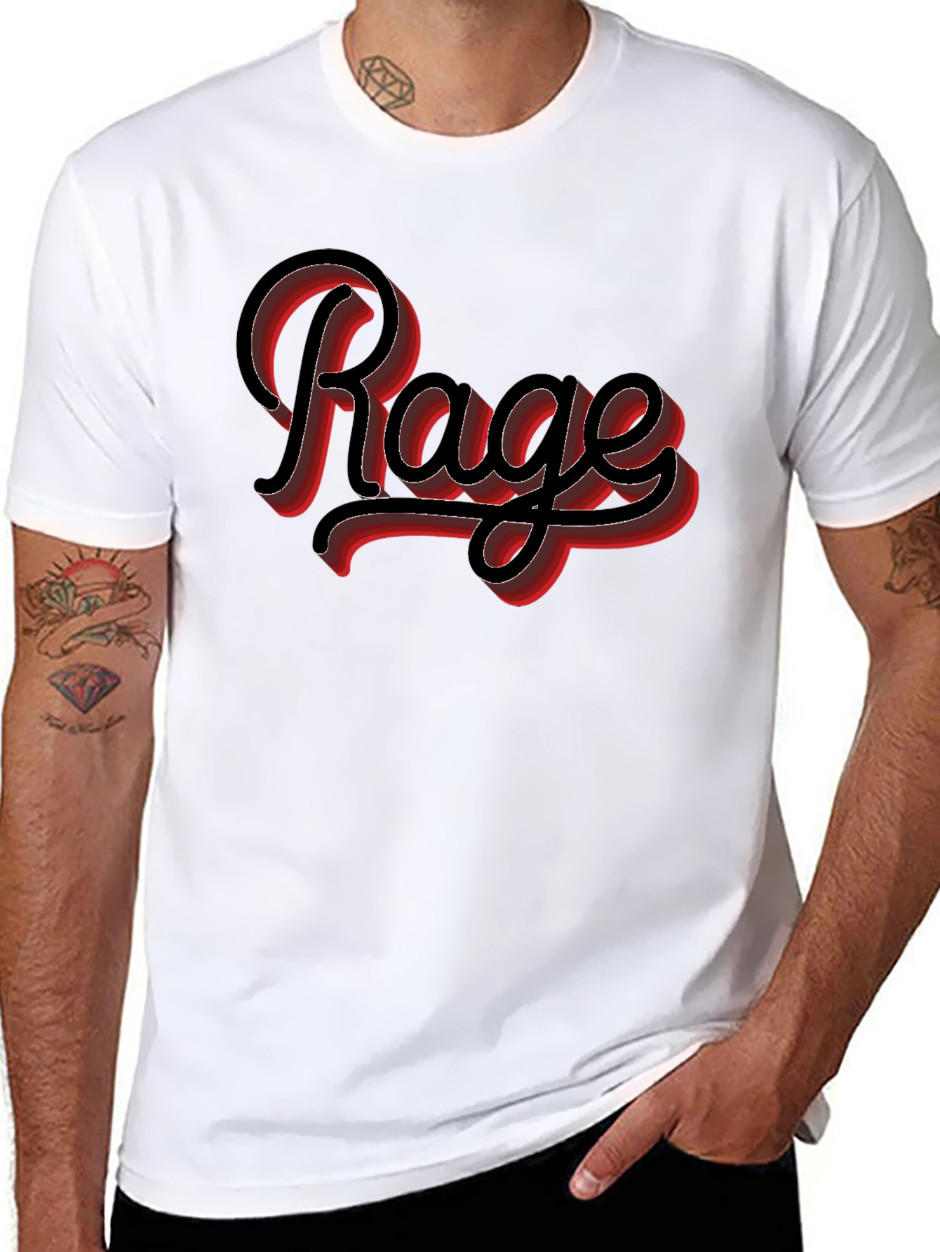 Rage Graphic Print Black Crewneck T-Shirt
