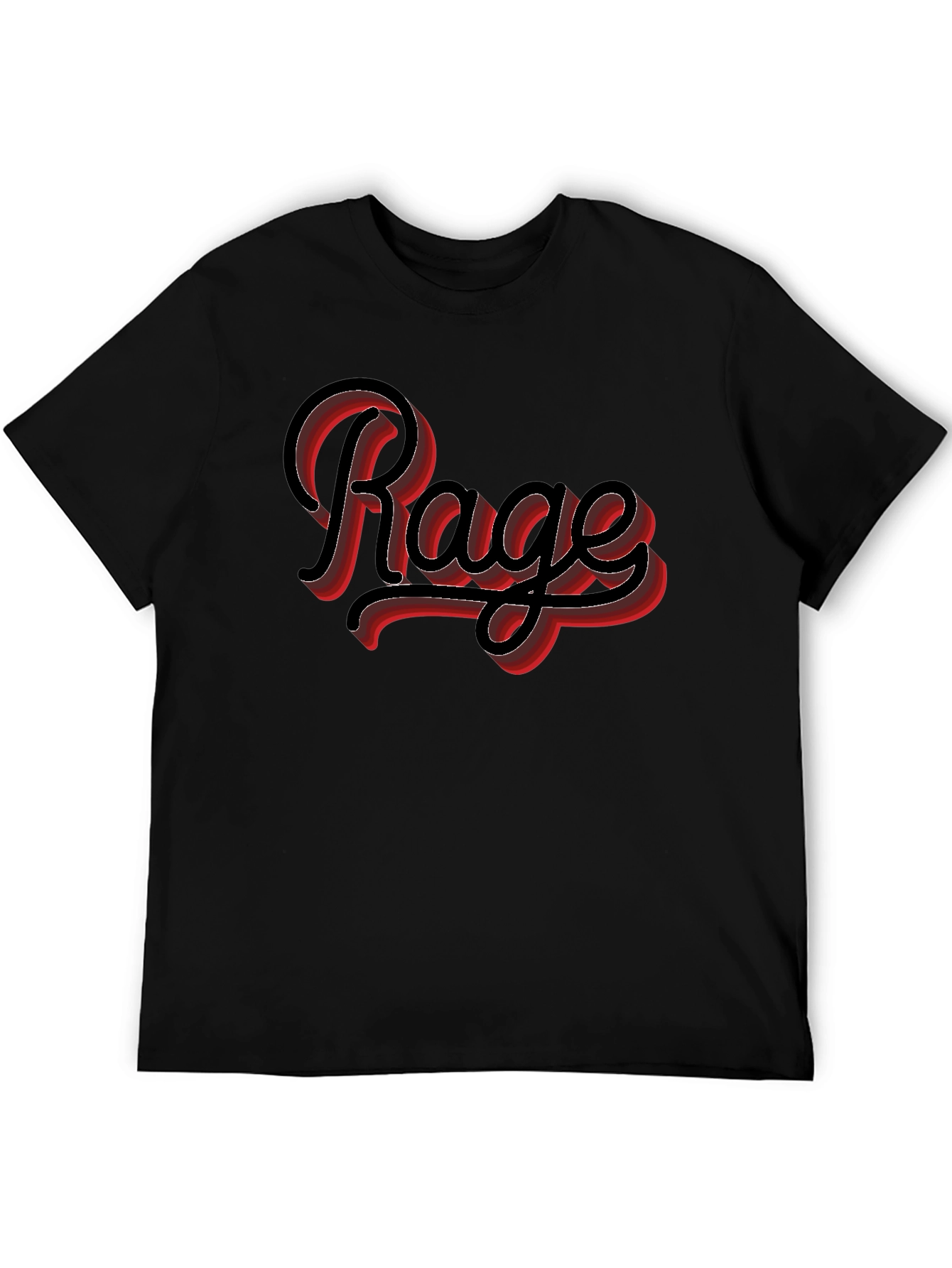 Rage Graphic Print Black Crewneck T-Shirt