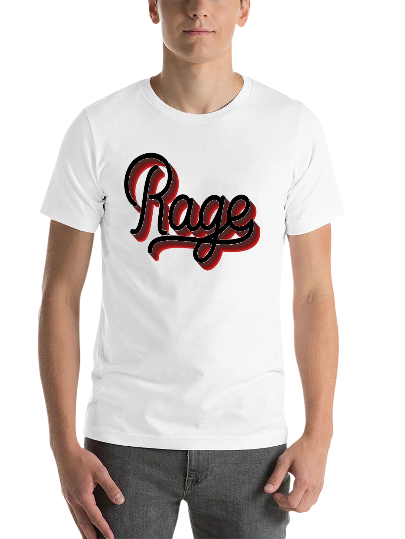 Rage Graphic Print Black Crewneck T-Shirt