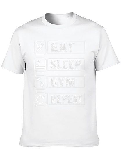 Eat Sleep Gym Repeat Black Graphic Tee
