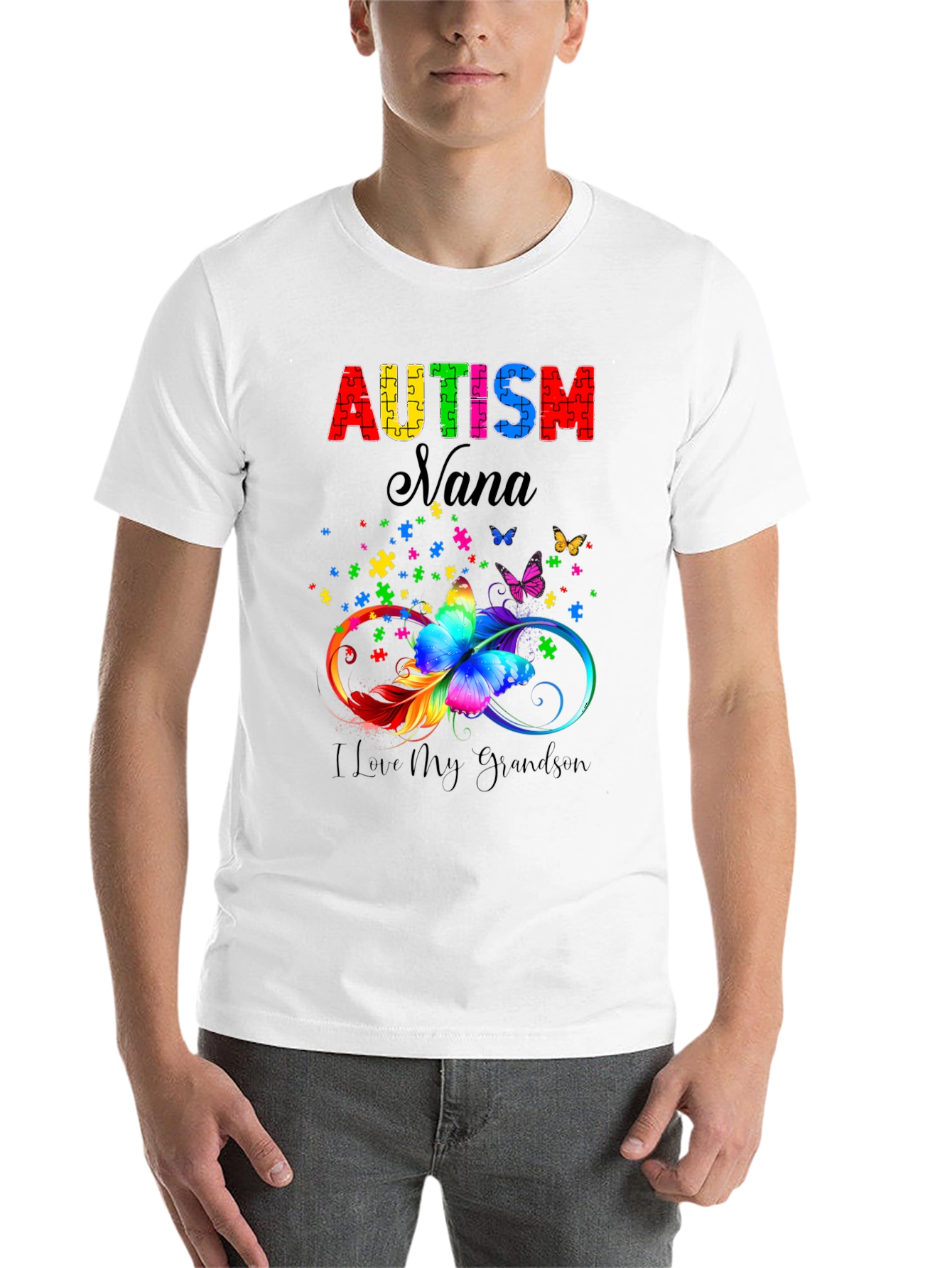 Autism Nana T-Shirt - I Love My Grandson