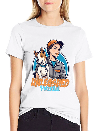 Unleashed Potential T-Shirt - Woman and Dog Graphic Tee