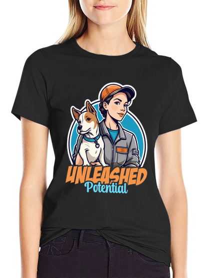 Unleashed Potential T-Shirt - Woman and Dog Graphic Tee