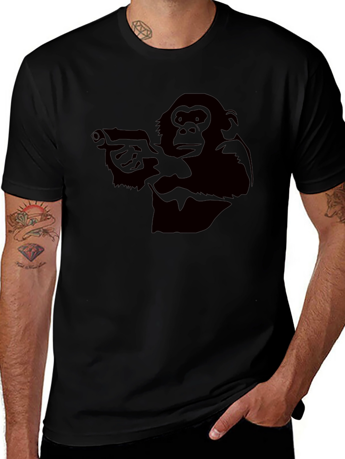 Monkey Gun T-Shirt - Black Graphic Tee