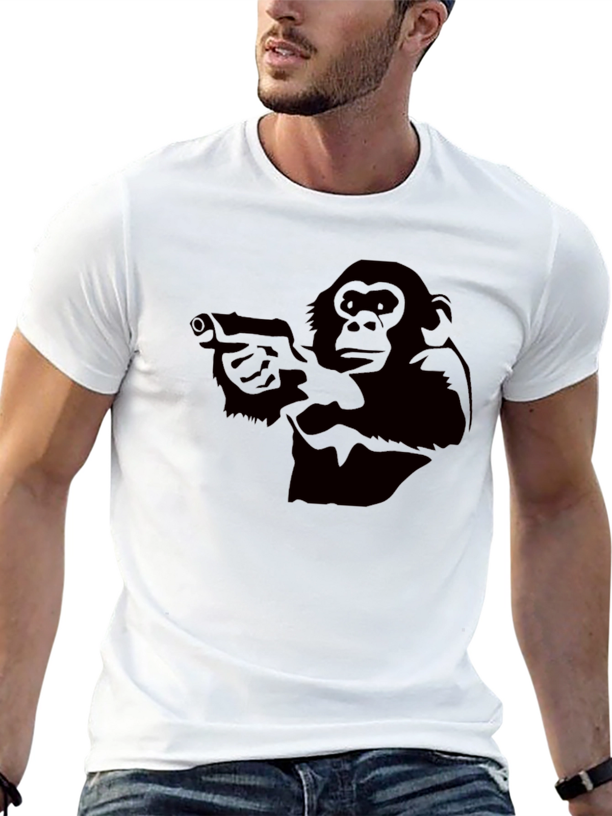 Monkey Gun T-Shirt - Black Graphic Tee