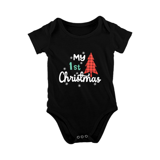 My 1st Christmas Buffalo Plaid Tree Winter Baby Onesie
