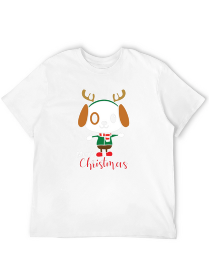 Cute Cartoon Dog Merry Christmas Graphic T-Shirt