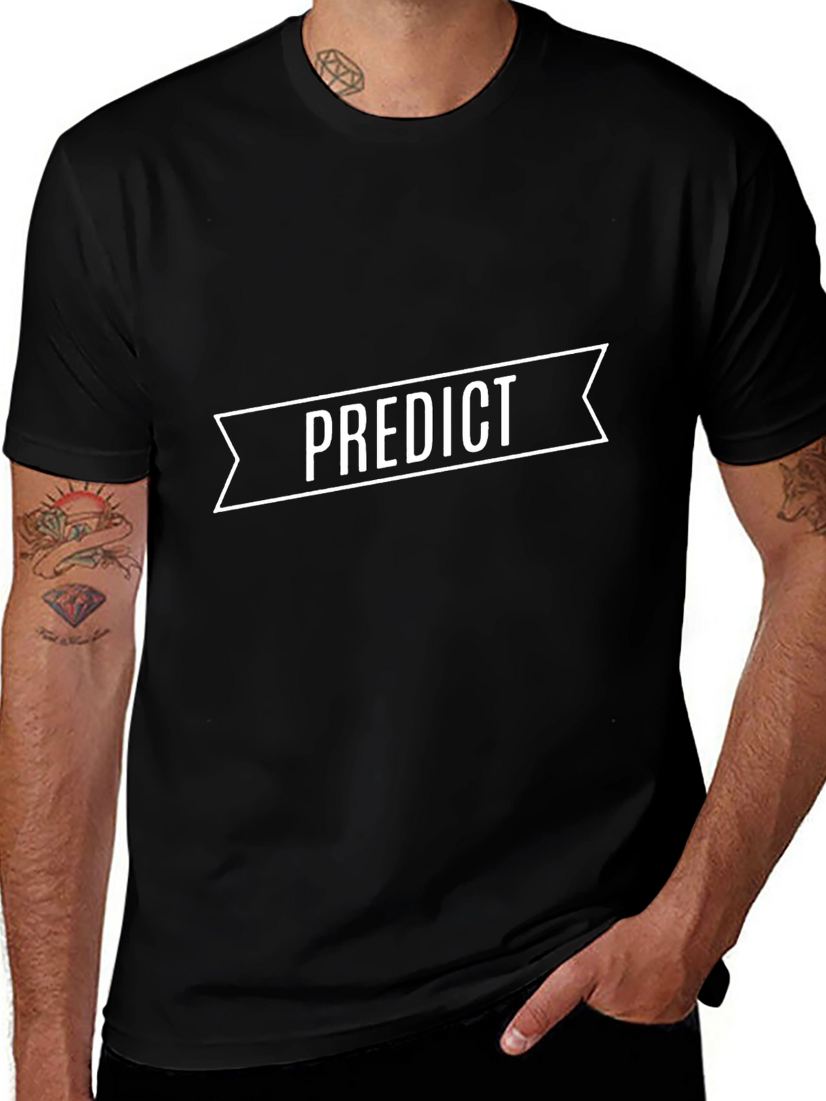 Predict Graphic Tee - Black Casual T-Shirt
