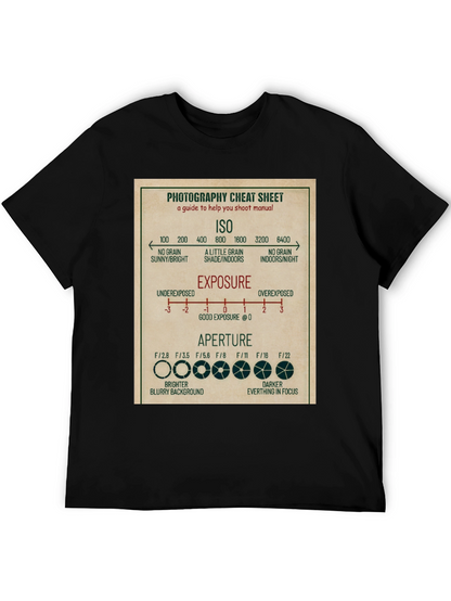 Photography Cheat Sheet T-Shirt - Camera Settings Guide Tee