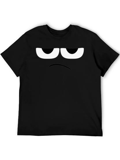 Grumpy Face Graphic Tee - Black Cotton T-Shirt
