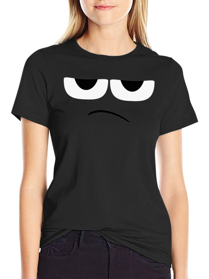 Grumpy Face Graphic Tee - Black Cotton T-Shirt