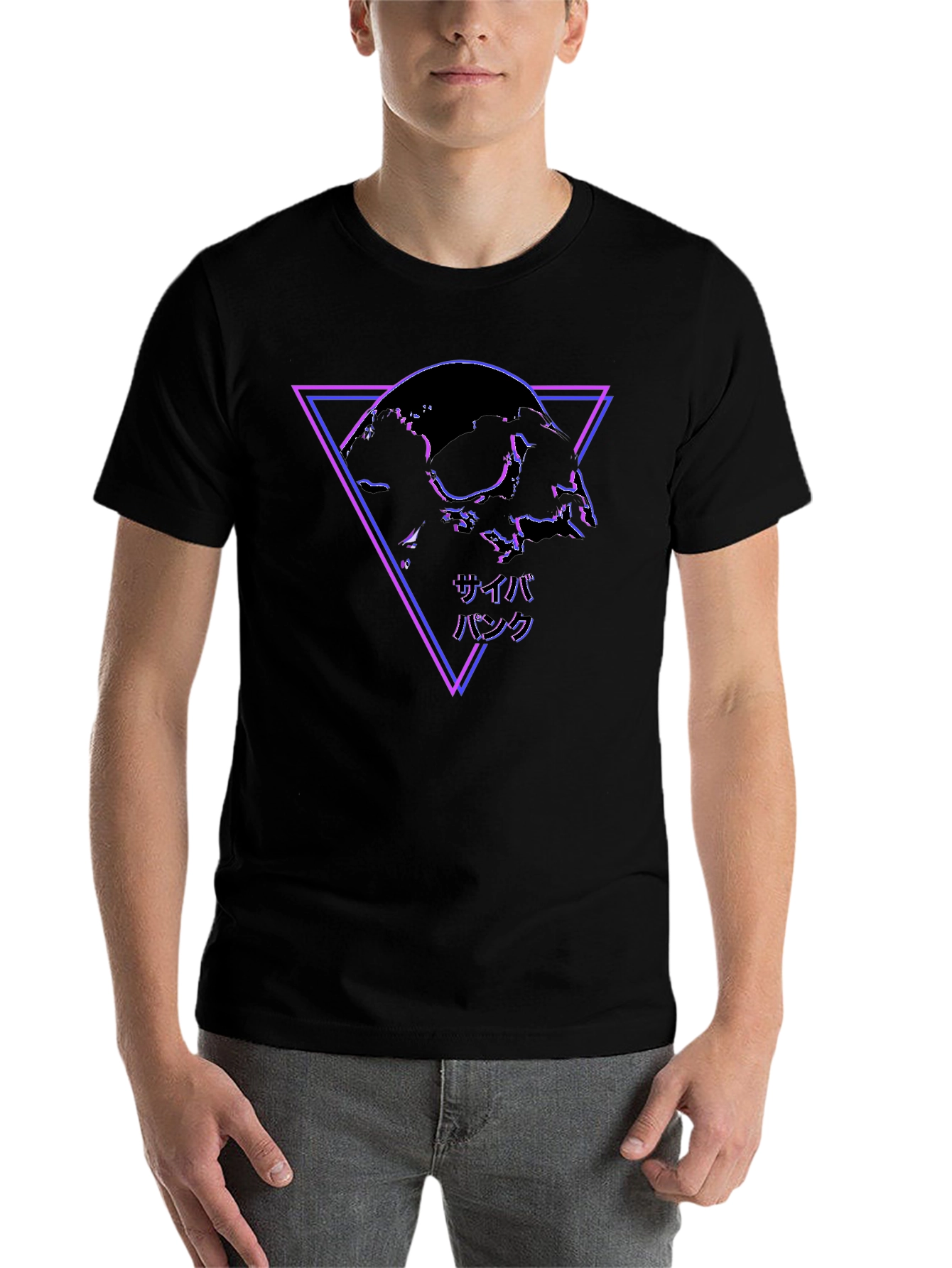 Cyberpunk Skull Graphic Black T-Shirt
