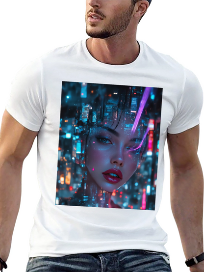 Cyberpunk Girl Black T-Shirt