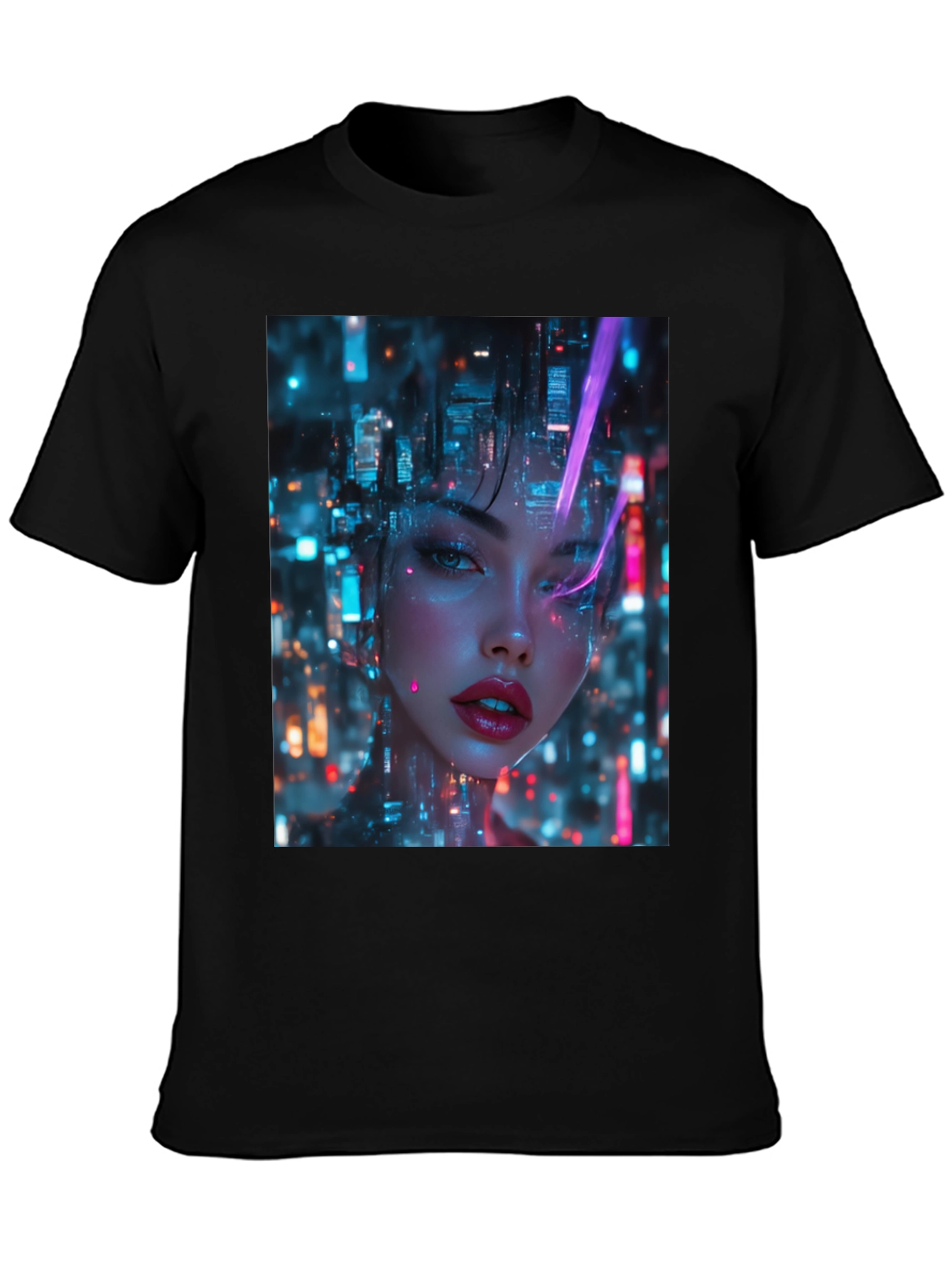 Cyberpunk Girl Black T-Shirt