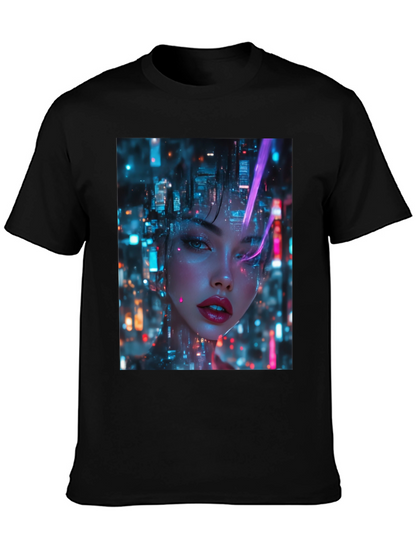 Cyberpunk Girl Black T-Shirt