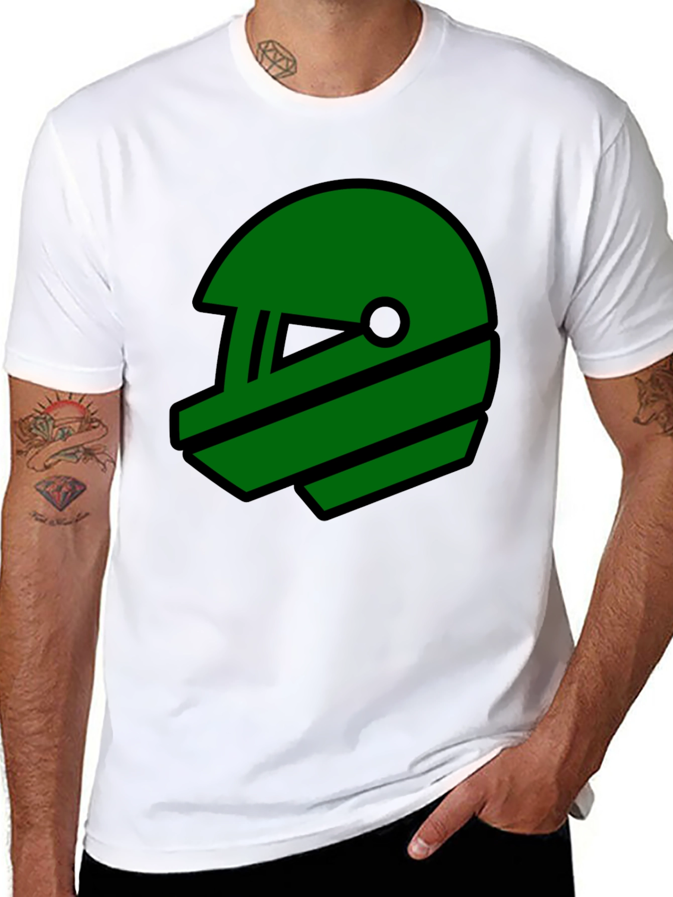 Retro Green Helmet Graphic T-Shirt