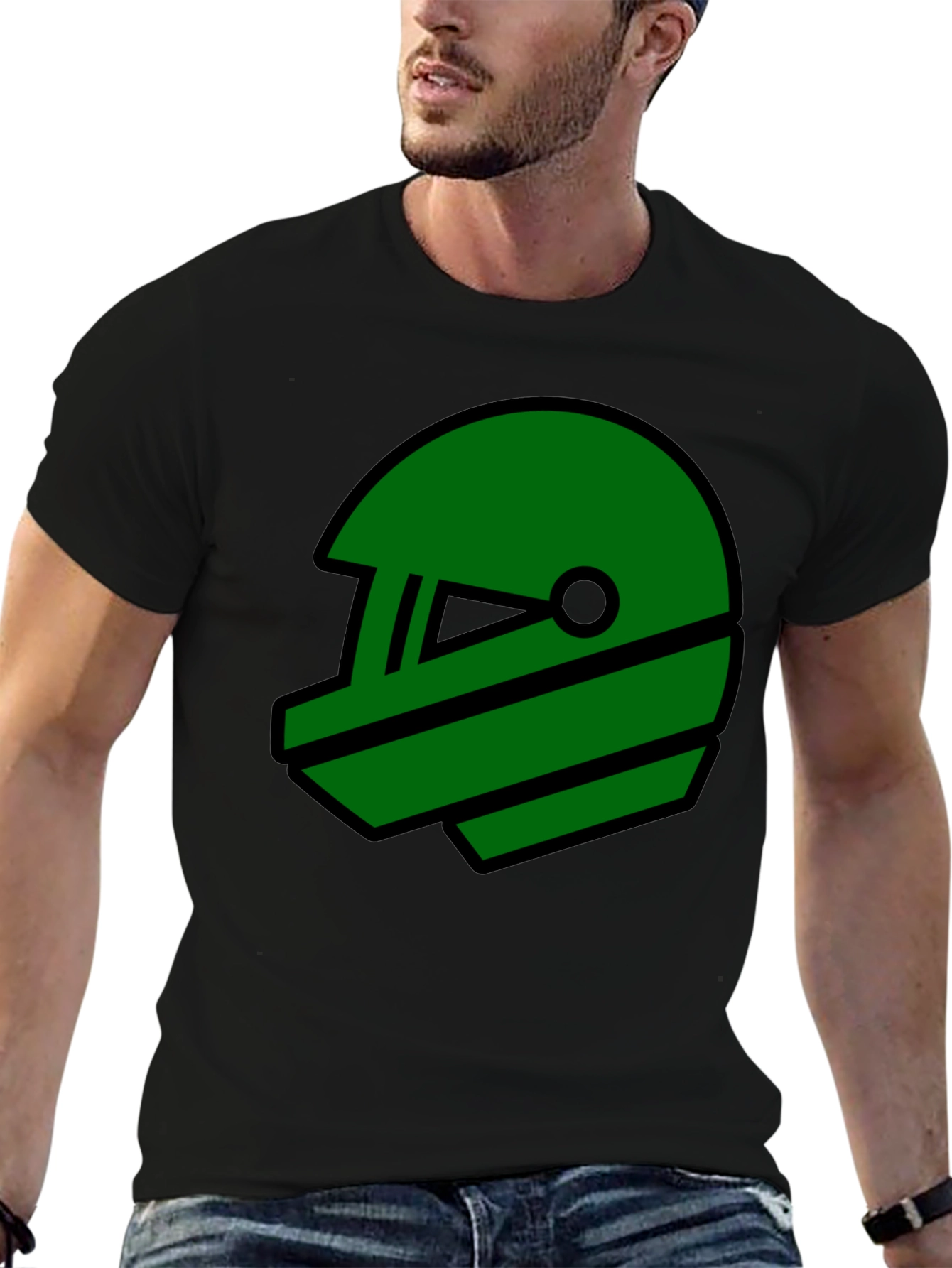 Retro Green Helmet Graphic T-Shirt