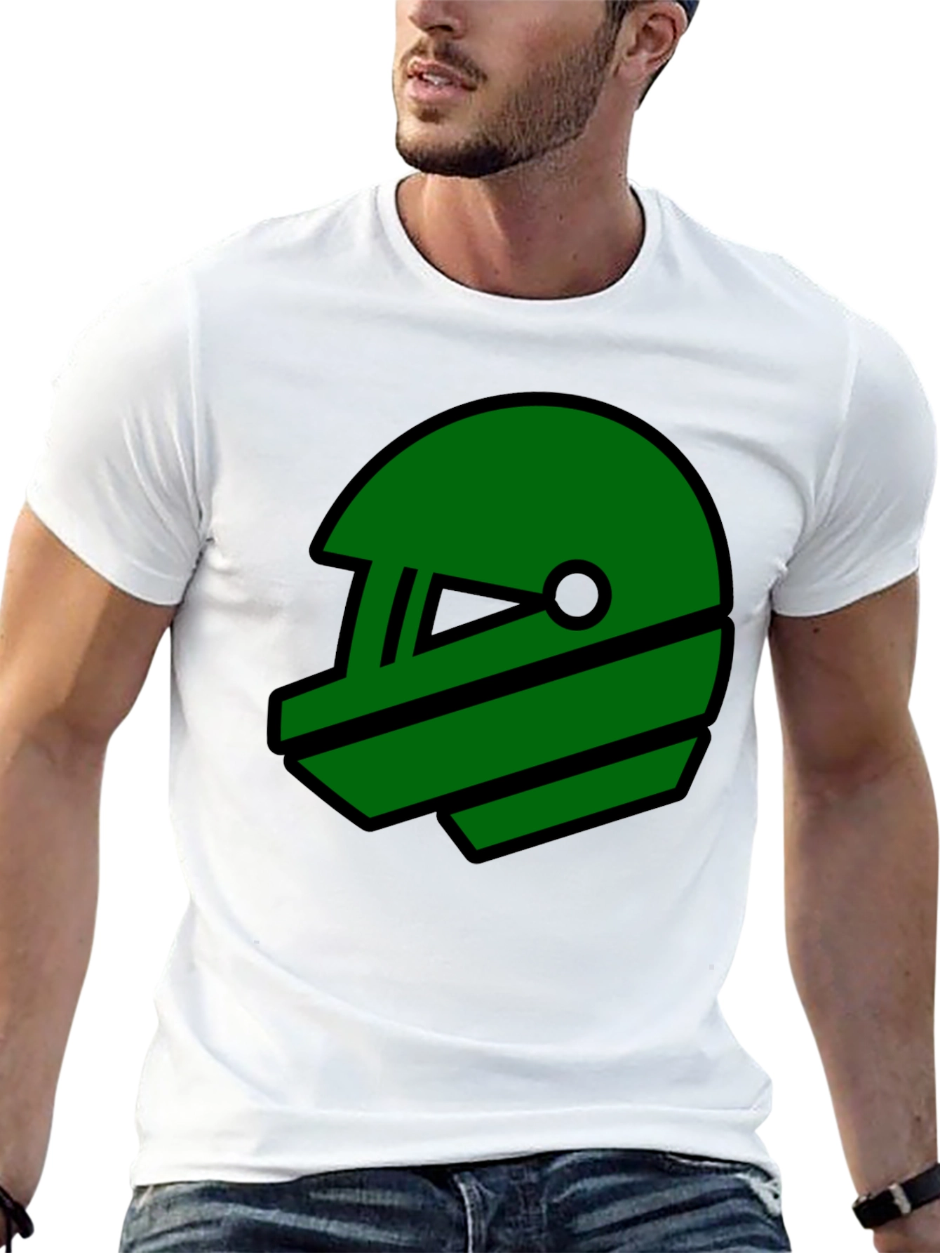 Retro Green Helmet Graphic T-Shirt